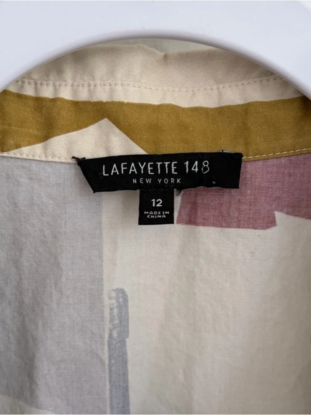 Lafayette 143 Abstract Geometric Print Sleeveless Button-Up Blouse, SZ 12 EUC - Picture 2 of 6